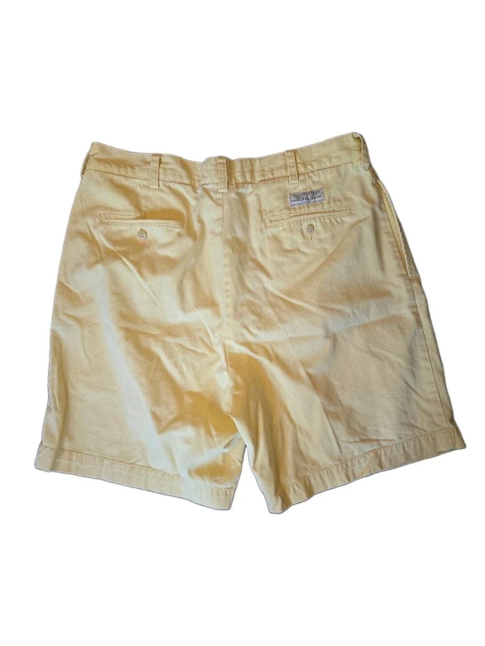 Vtg Polo Ralph Lauren Tyler Short classic Chino Yellow Mens Summer 100% Cotton